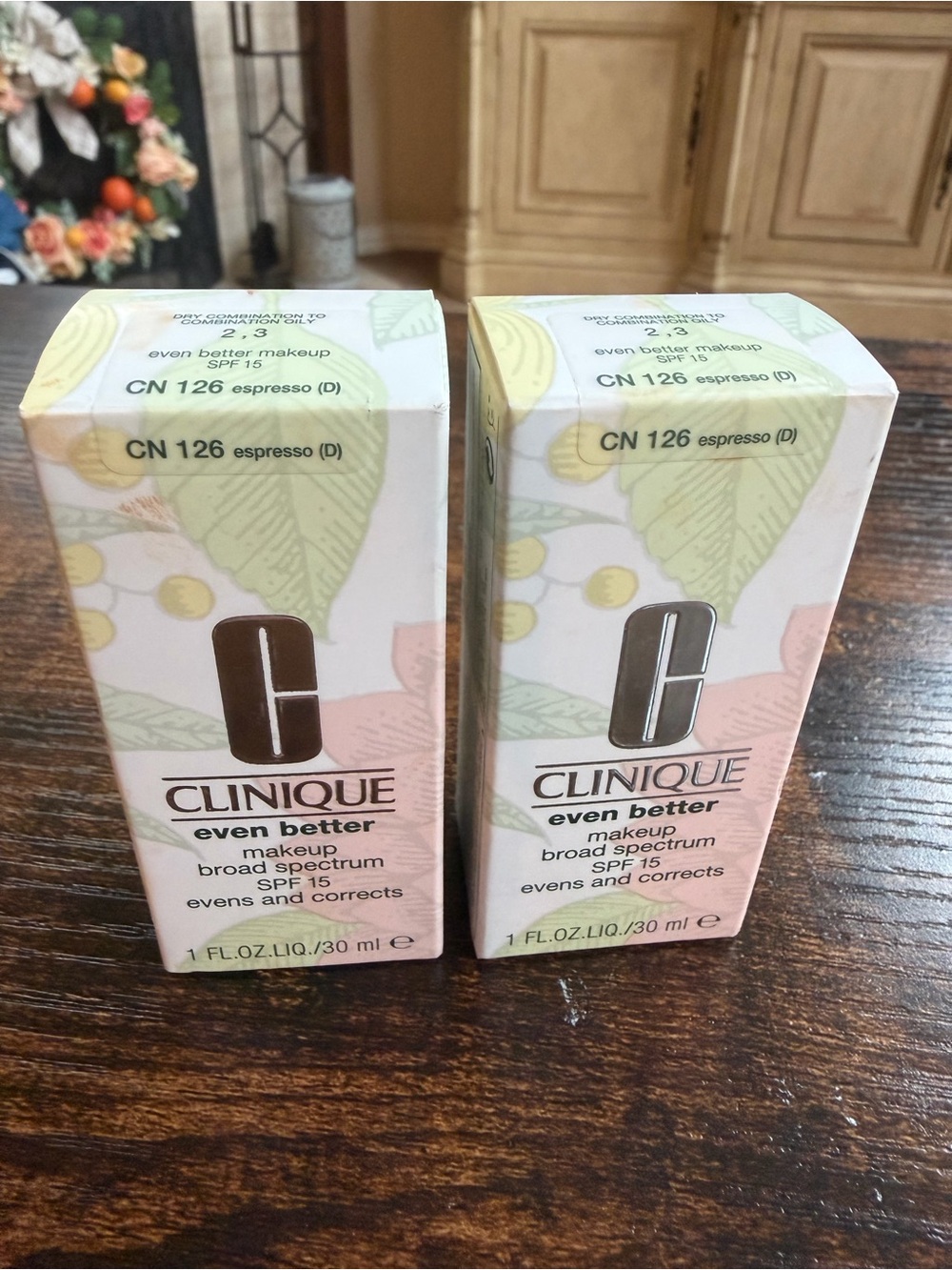 TWO Bottles of Clinique Even Better Makeup SPF 15 - CN 126 Espresso (Brown)